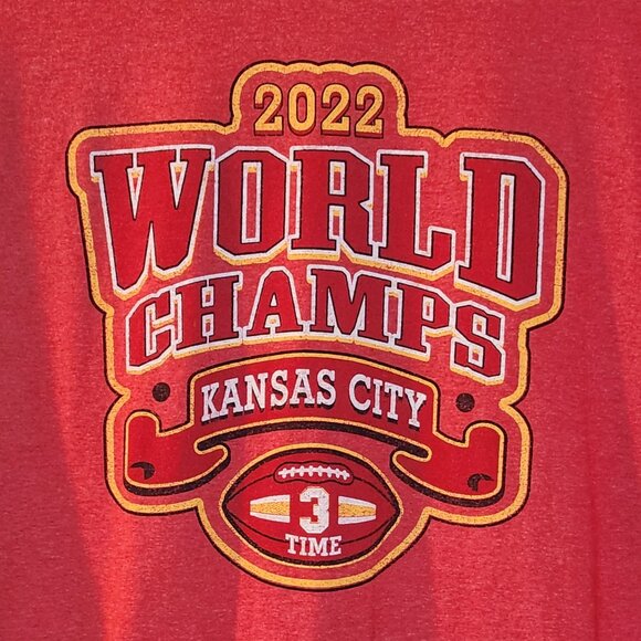 2022 World Champs Kansas City 3 Times Red Mens XXL Tee - Picture 2 of 3